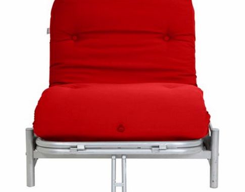 Unbranded Single Metal Futon Sofa Bed with Mattress - Red