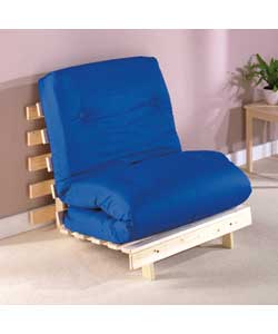 Single Pine Futon and Blue Mattress