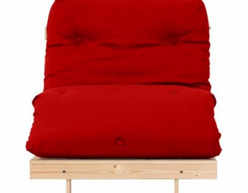 Unbranded Single Pine Futon Sofa Bed with Mattress - Red