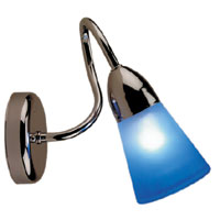 Sirus 1Light Wall Light (Blue Glass) Nickel Plated
