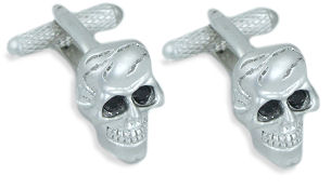 Brilliant silver coloured skull cufflinks with jet black eyes!