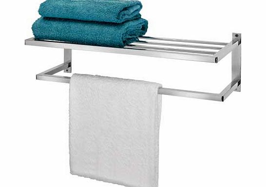 Unbranded Slatted Shelf and Towel Rail - Chrome