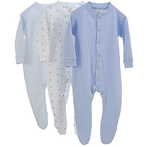 Sleepsuits, Blue, Newborn, Pack of 3