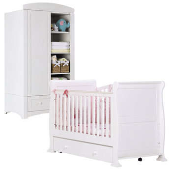 Unbranded Sleigh Cotbed and Wardrobe - White