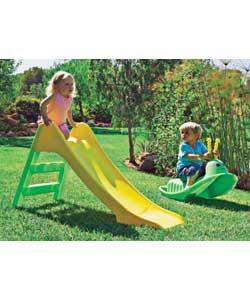 Slide and ladder set with extension and caterpillar rocker set. Both items are made from sturdy