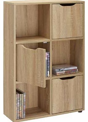 This wood effect shelving unit provides convient storage for your living space. Featuring 3 display shelves and 3 shelves with doors to hide any clutter it is the perfect addition to any room. Size H90. W60. D20cm. Weight 12.3kg. Stores up to 108 DVD