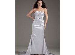 Unbranded Slim-line Strapless Beading High-low Sweep Train