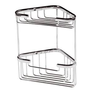 This Bathroom Accessory is a Small 2 Tier Corner Basket in a Chrome Finish. This 2 Tier Corner Baske