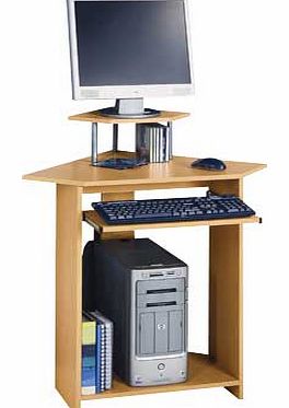 Unbranded Small Corner Desk with Hutch - Beech Effect