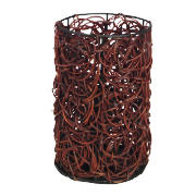 Small Rattan Scribble Cylinder Table Lamp