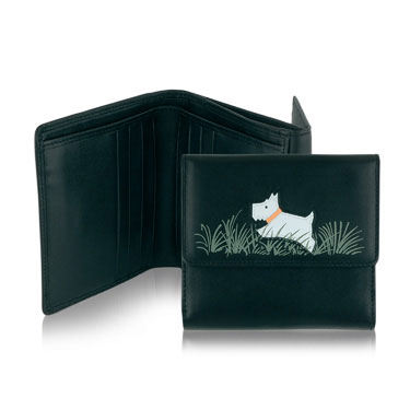 This is a useful small wallet with a fun design of an active Radley playfully leaping through a fiel