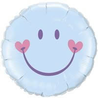 Smile Face Blue 18 Foil Balloon In a Box