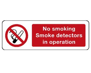 Unbranded Smoke detectors in operation signs