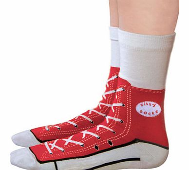 Converse Shoe Print Sneaker Socks in RedJust remember, when your wearing these socks, dont forget to put on your shoes!These fun silly socks are printed with a red Converse sneaker shoe design, so at a quick glance, it looks like you are wearing Amer