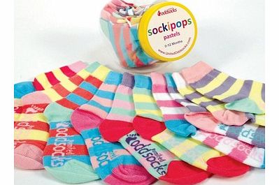 Sockipops - Baby and Toddler Socks in a Sweet Jar - Pastels ColoursSockipops is a mini sweet jar filled with 10 individual odd socks, which you can mix and mismatch together.This particular jar contains ten pastel coloured baby and toddler socks, sui