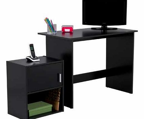 Part of the Soho collection. this office desk and cabinet package is perfect for when youre setting up a new office. Finished in stylish black for a modern twist and featuring a design which enables easy cable access for all your electronic equipment