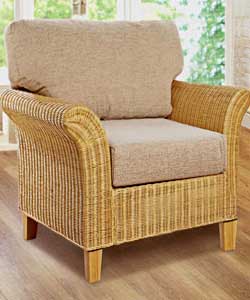 Solaria has an attractive woven rattan frame featuring wing style arms and an upholstered back. Cush