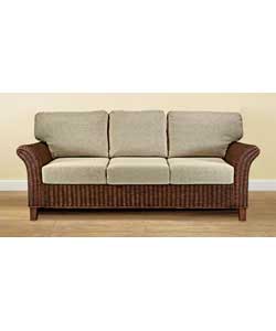 Solaria has an attractive woven rattan frame featuring wing style arms and an upholstered back. Cush