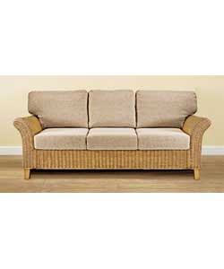 Solaria has an attractive woven rattan frame featuring wing style arms and an upholstered back. Cush