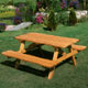 Use this light-stained pine picnic bench for dining or simply for extra space when in the garden