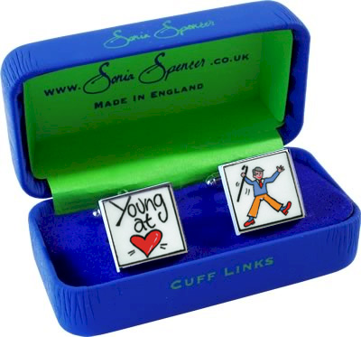 Individually hand-decorated cufflinks. Quirky design by Sonia Spencer  produced on the finest bone