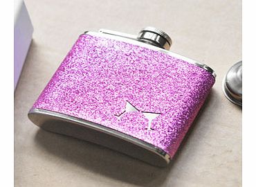 Unbranded Sophia 4oz Pink Glitter Hip Flask with Funnel
