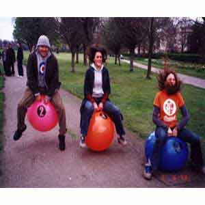 The Space Hopper Four Pack is the most fun grown ups can have in a garden. Getting on a space