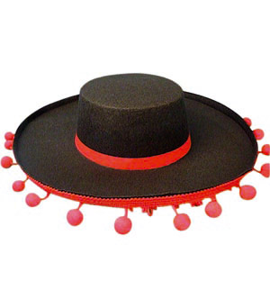 Spanish hat with bobble trim, imported felt