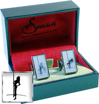 The Spensive Dimensions cufflinks incorporate a saucy moving image to tantalise the special man in