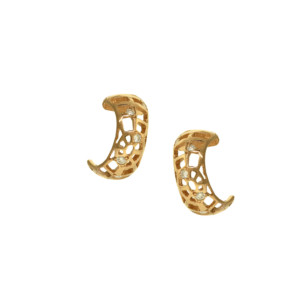 Unbranded Spider Web Huggie Hoops - Rose Gold