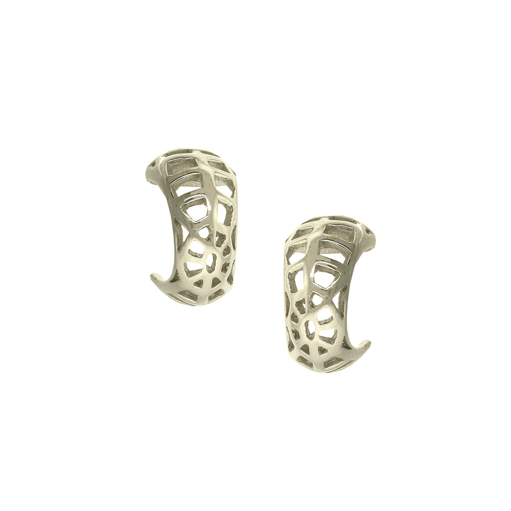 Unbranded Spider Web Huggie Hoops - White Gold
