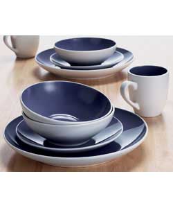 4 place settings. Set contains 4 dinner plates, 4 side plates, 4 bowls and 4 mugs. Dinner plate diam
