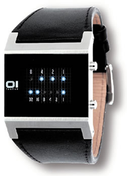 Square Binary Watch with Blue LEDs