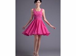 Unbranded Square-neck Draped Pleat Chiffon Mini Dress