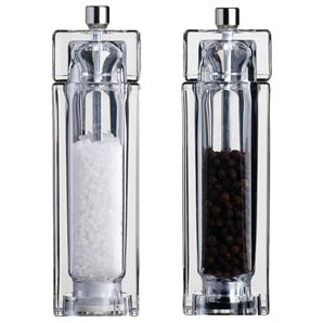 Unbranded Square Salt and Pepper Mill Set, Acrylic