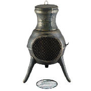 This La Hacienda squat chimenea is made from heavy duty cast iron. This outdoor fireplace can add wa