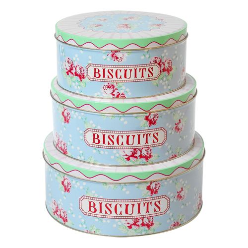 Set of Three English Rose Design `Shabby Chic` Nesting Biscuit Tins    A Lovely old style stacking