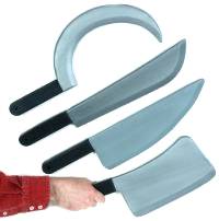 Great big lightweight weapons for stage and dressing up.  Choose from a Sickle, Machete, Knife or