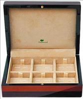 Unbranded Stained Teak Veneer 6 Cufflinks Box