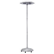 This stainless steel 2 in 1 electric outdoor heater is both a tall free standing patio heater and a 