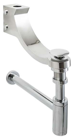 Unbranded Stainless Steel Bracket for Glass Basin (Includes Trap and Waste)