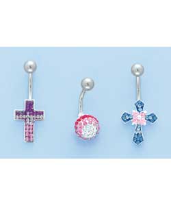 Stainless Steel Crystal Set Body Bar