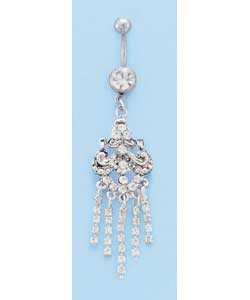 Stainless Steel Cubic Zirconia Chandalier Body Bar