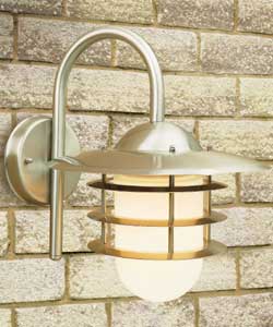Stainless Steel Effect Wall Lantern with Opal Glass Shade