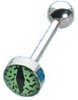 Stainless Steel Green Tigers Eye Tongue Stud