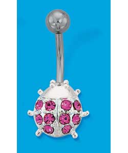 Stainless Steel Stone Set Ladybird Body Bar