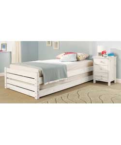 Unbranded Stakka Pine Single Guest Bed - White