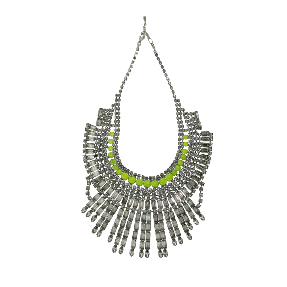 Unbranded Statement Crystal Masai Necklace - Neon
