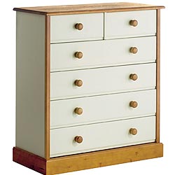 Classic pine chest of drawers - perfect for storing babys things. (H)90, (W)83, (D)39cms