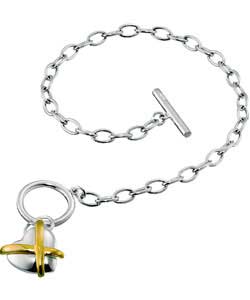 Sterling Silver 2 Coloured Sealed with a Kiss Bracelet